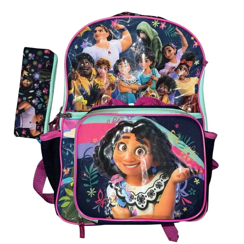 Disney Encanto Girl School Backpack Lunch box Book Bag Set Kid Gift Toy Madrigal